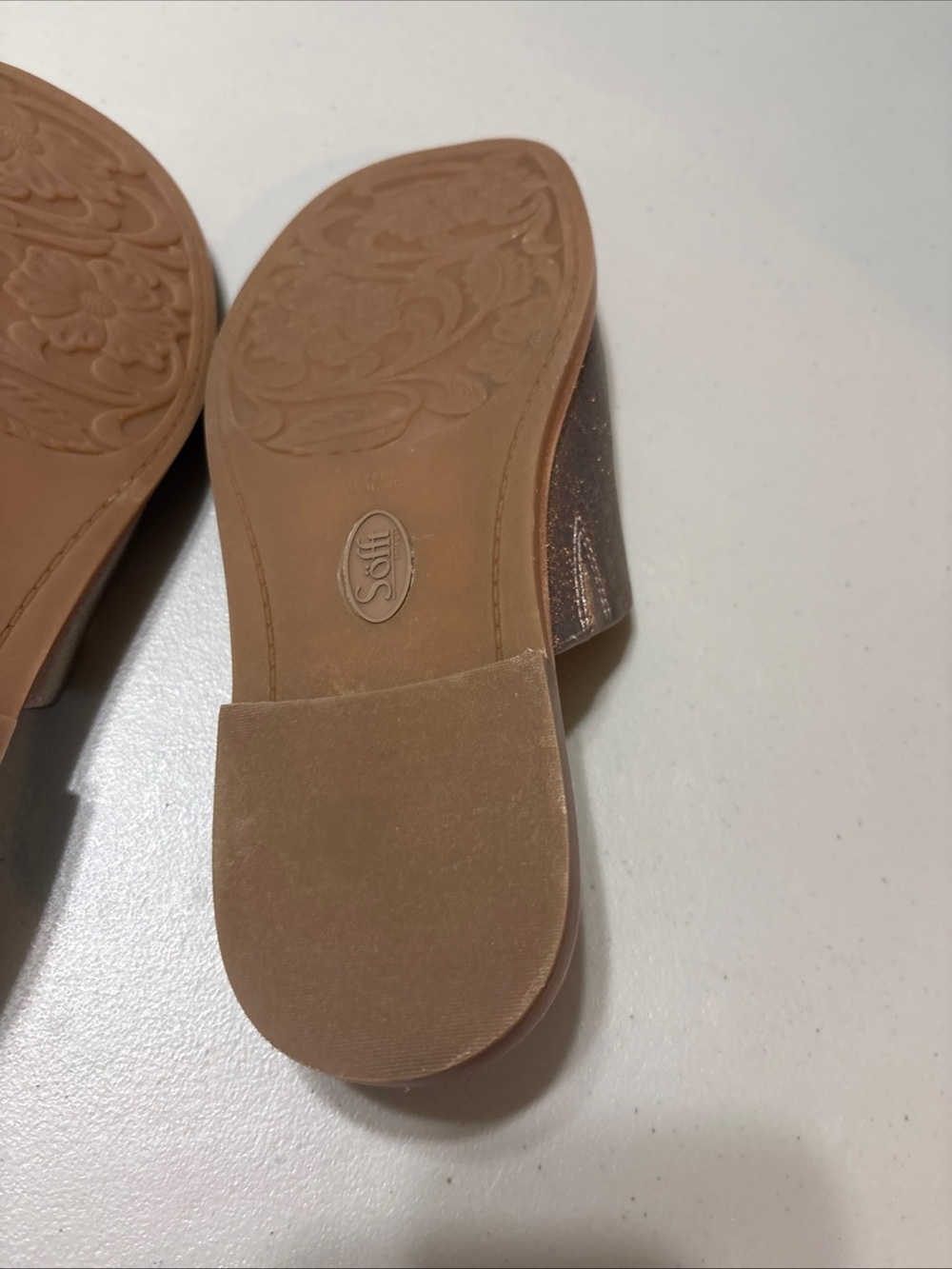 Sofft Metallic Bronze Open-Toe Slide Mules - Picture 4 of 5